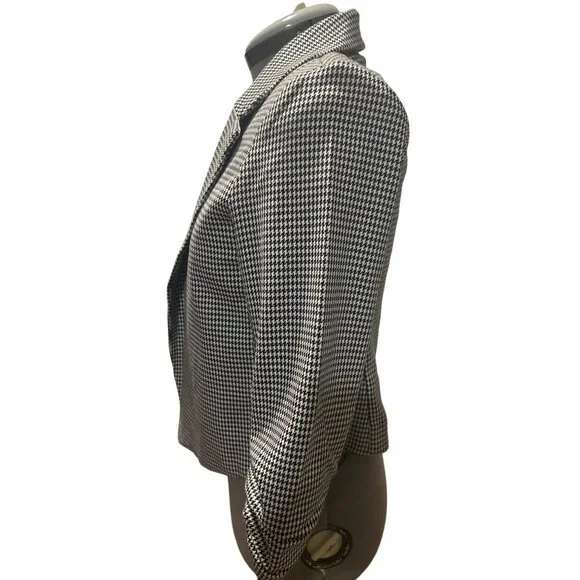 Rachel Zoe Houndstooth Black & White Womens Open Front Blazer Jacket Size S - Picture 2 of 7